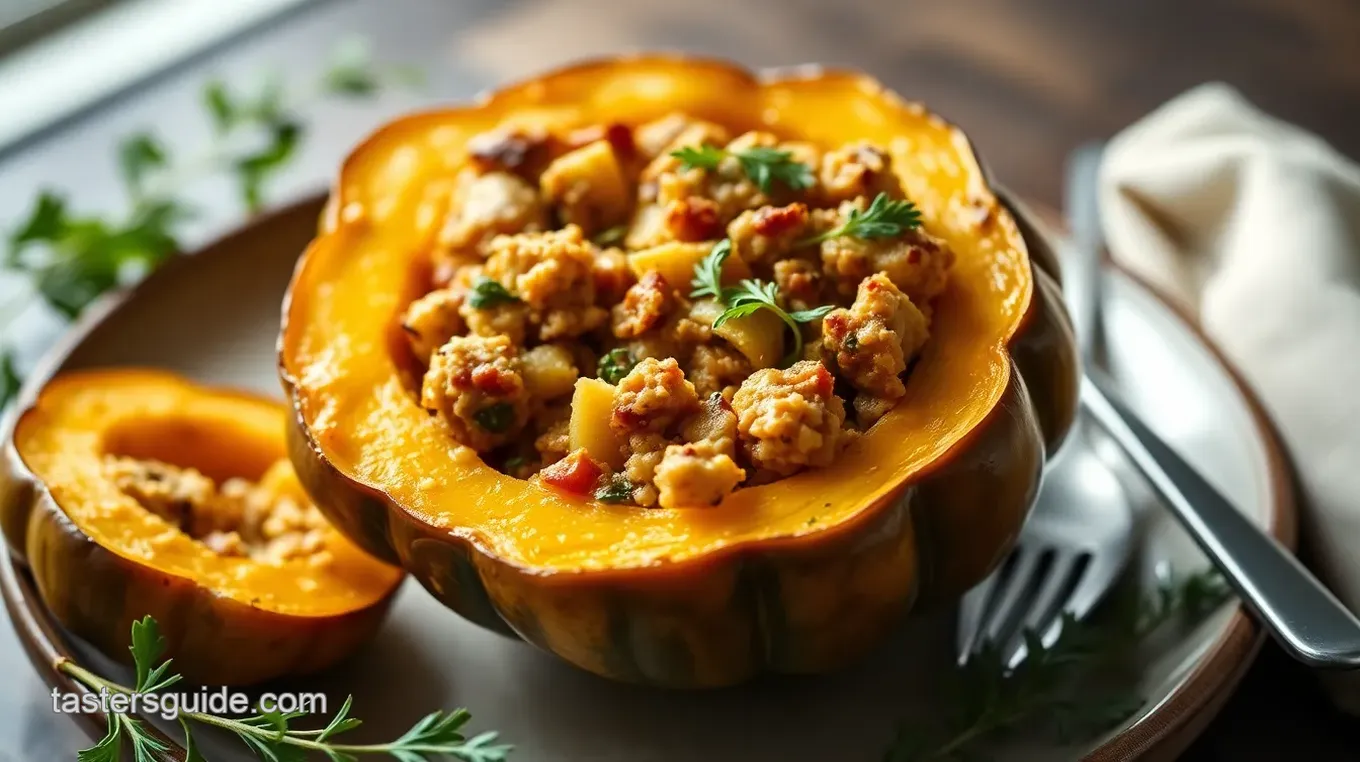 My Favorite Baked Acorn Squash with Savory Filling