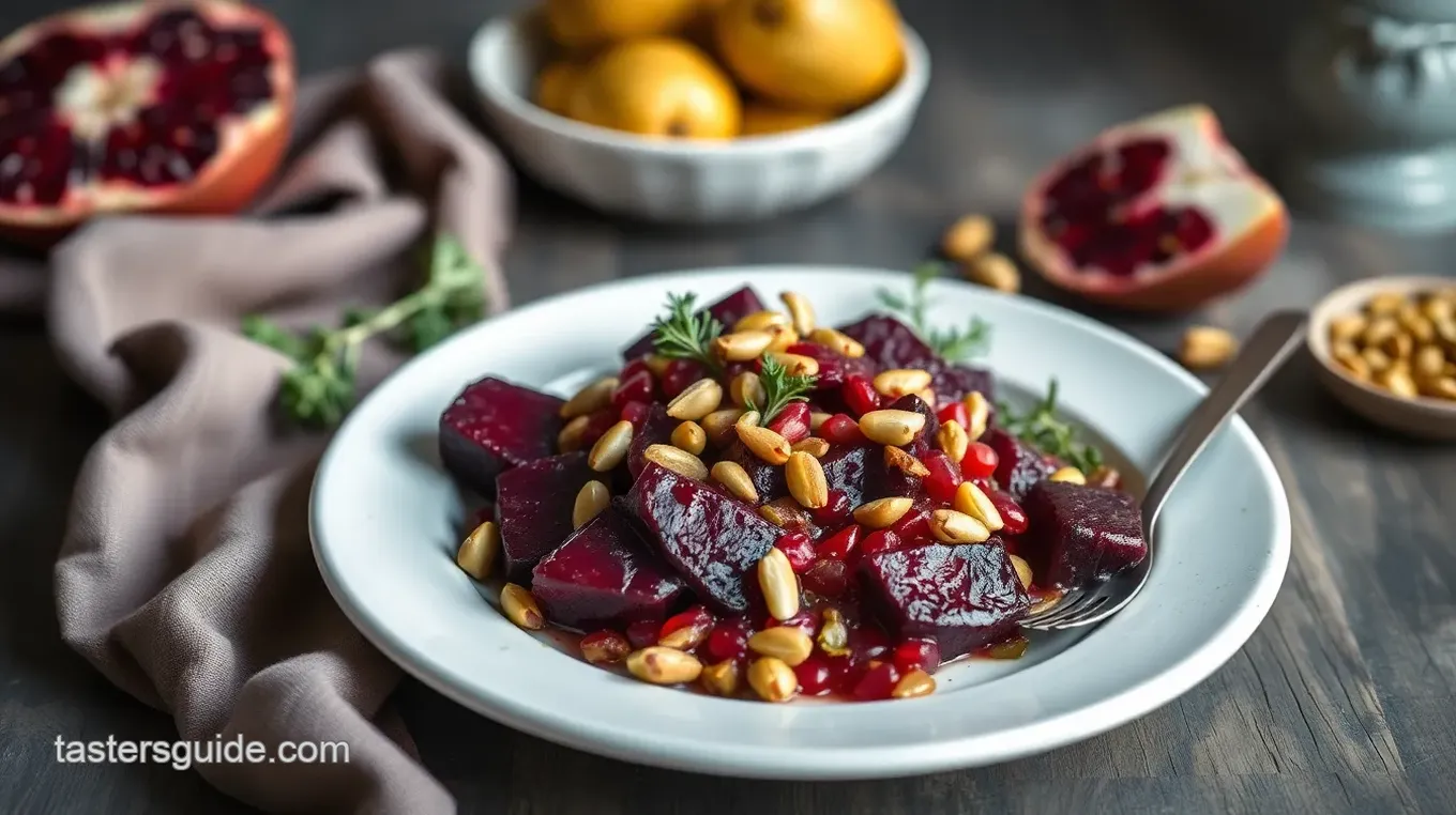 Baked Beets with Pomegranate & Pistachios