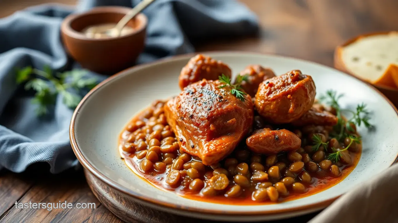 Cooked Berbere Chicken with Hearty Lentils