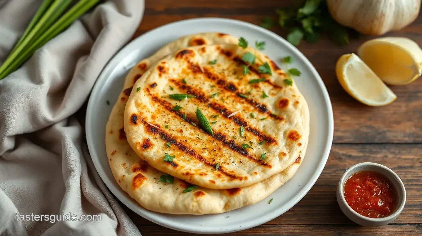 Grilled Naan with Garlic Scape Chutney