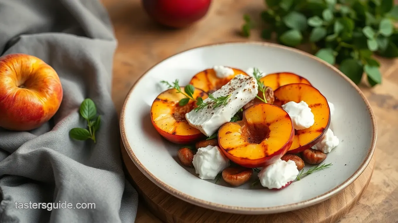 Grilled Peach Salad with Goat Cheese Delight