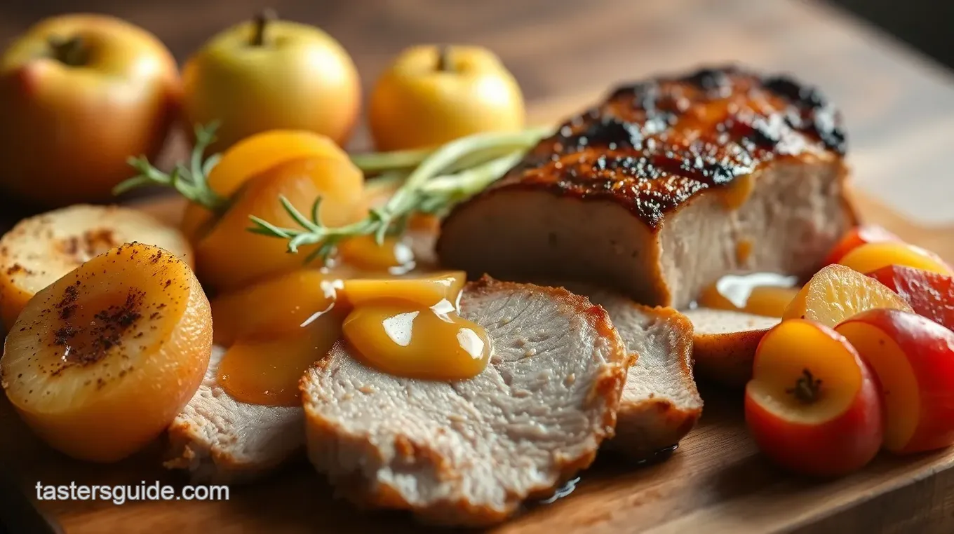 Grilled Pork Loin with Apples & Sage