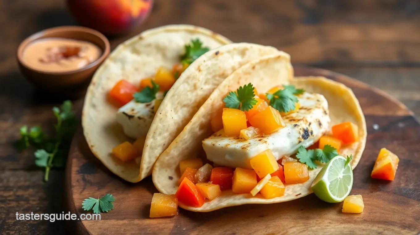 Grilled Fish Tacos with Peach Salsa