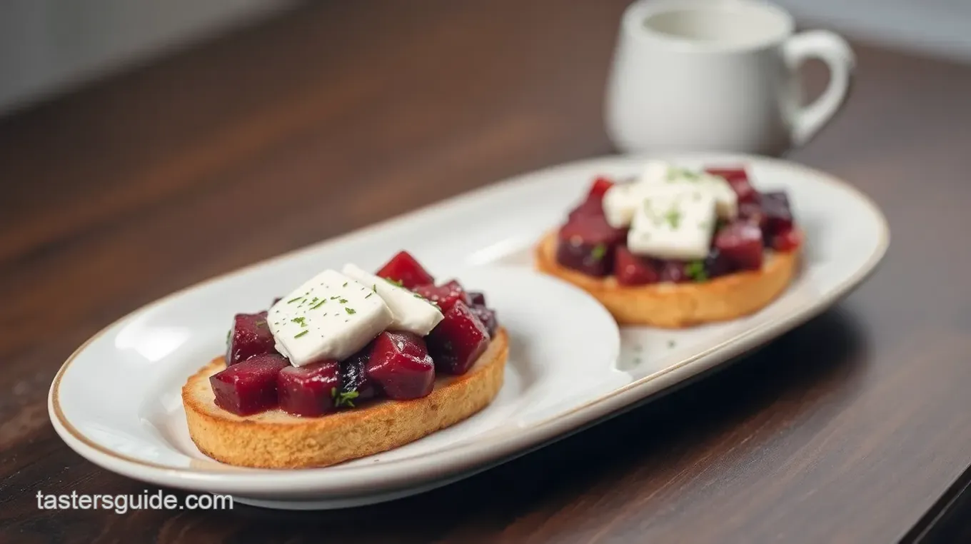 Steamed Beet Bruschetta with Goat Cheese