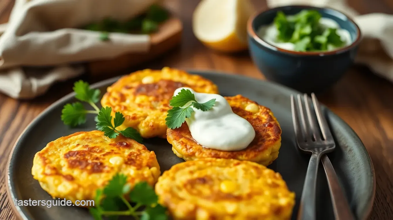 Crispy Corn Fritters with Cilantro Cream