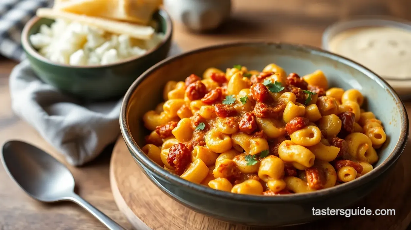 Stovetop Kimchi Chili Mac and Cheese