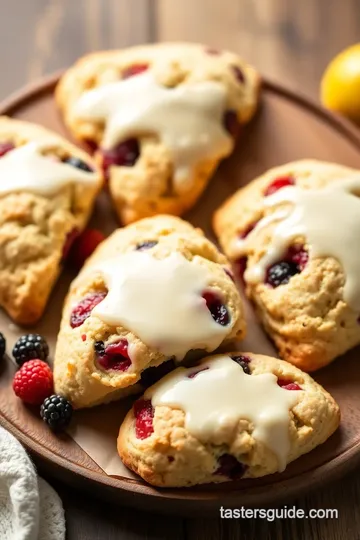 Delightful Berry Scones with Tangy Lemon Glaze presentation