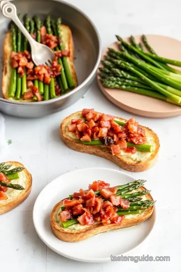 Baked Asparagus Toast with Warm Bacon Vinaigrette steps