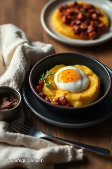 Creamy Polenta Eggs with Chorizo presentation