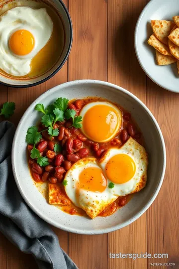 Baked Eggs with Beans & Crispy Tortillas steps