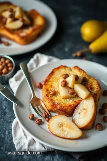 Baked French Toast Pears & Hazelnuts Delight presentation