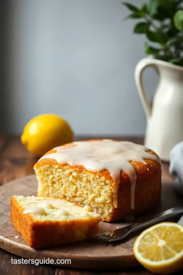 Baked Lemon Cake with Coconut Glaze presentation