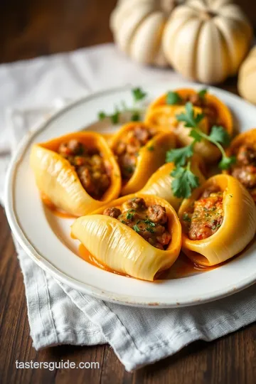 Stuffed Shells with Pumpkin Sauce presentation