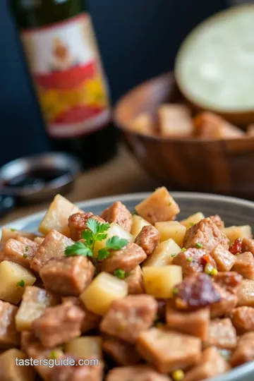 Cacoila (Portuguese Spiced Pork Stew) presentation