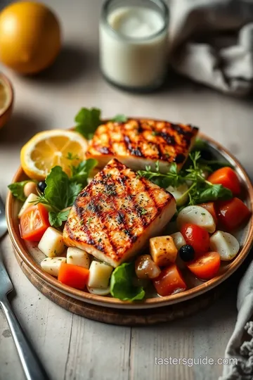 Grilled Fish Nicoise Salad presentation