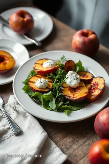 Grilled Peach Salad with Goat Cheese Delight presentation