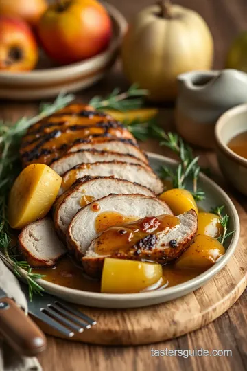 Grilled Pork Loin with Apples & Sage presentation