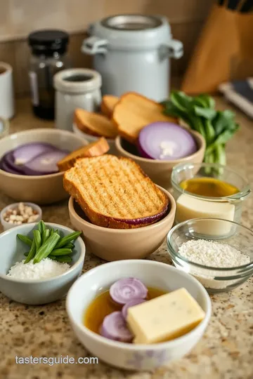 Purple Onion and Chartreuse Sandwich ingredients