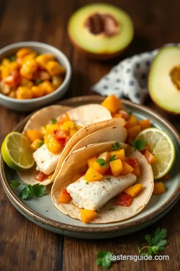 Grilled Fish Tacos with Peach Salsa presentation