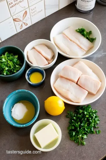 Pan-Seared Pacific Cod with Garlic Butter ingredients