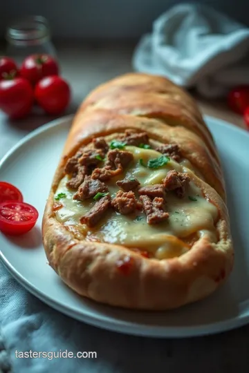 Philly Cheesesteak Stromboli Delight presentation