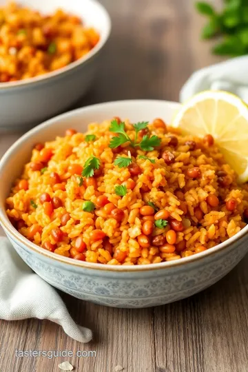 Red Lentil Rice Pilaf presentation