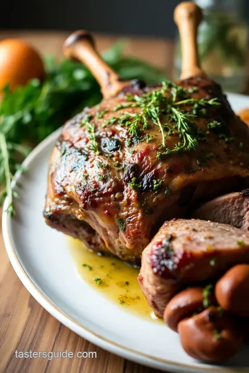 Herb Crusted Leg of Lamb presentation