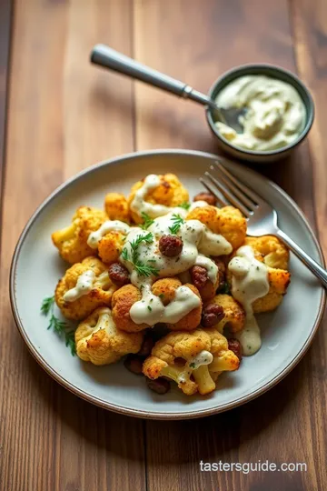 Roasted Whole Cauliflower with Tahini Sauce presentation