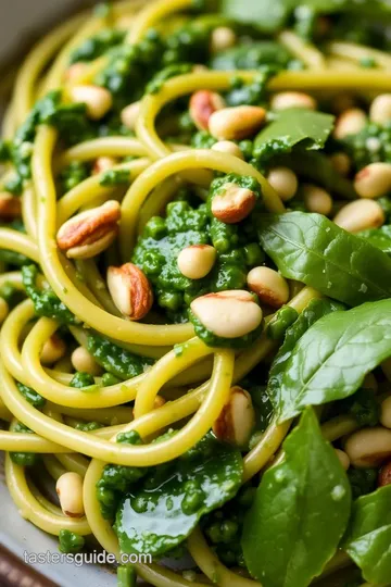 Spring Pasta with Nettle Pesto presentation