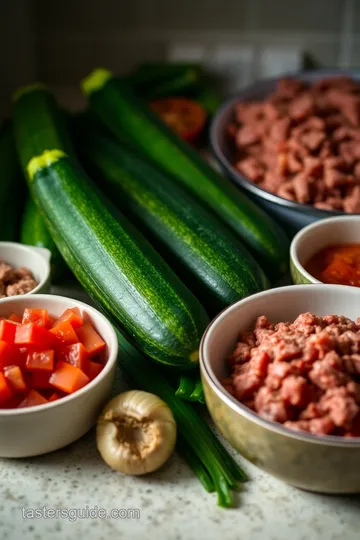 Savory Ground Beef Zucchini Boats ingredients