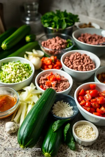 Savory Zucchini Boats Stuffed with Ground Beef ingredients