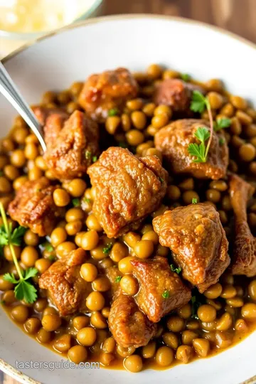 Lebanese Lamb Lentils Rice with Spinach presentation