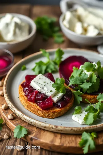 Steamed Beet Bruschetta with Goat Cheese ingredients