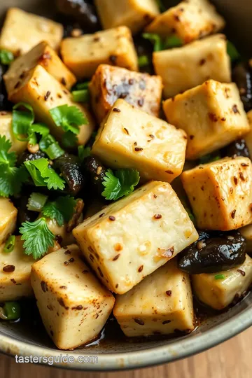 Black Garlic Tofu Stir-Fry presentation