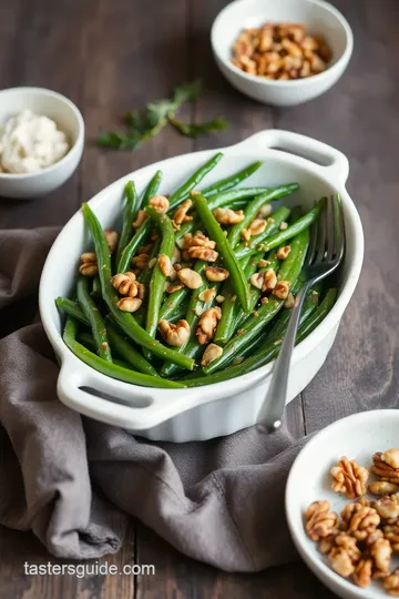 Blistered Green Beans with Walnut Vinaigrette presentation