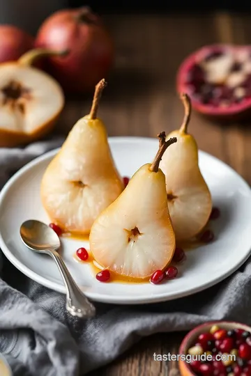 Stovetop Poached Pears with Pomegranate Seeds presentation