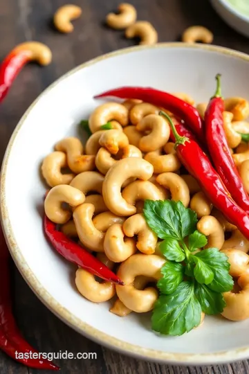 Wok-Seared Cashews with Scallions and Sesame presentation