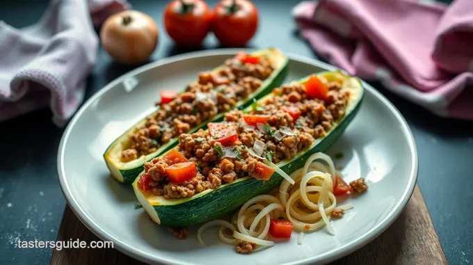 Savory Zucchini Boats Stuffed with Ground Beef